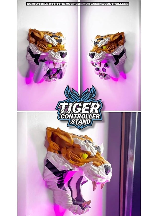 Tiger Gaming Controller Stand & Wall Mount – Universal Holder for game controllers and ps4, ps5 & Headset Hanger – Gaming Room Decor (HEAD) - Image 4